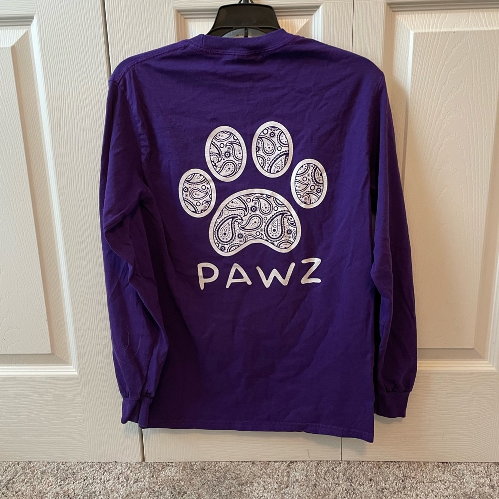 PAWZ Paw Print Purple Paisley Long Sleeve T-Shirt size Small Dog